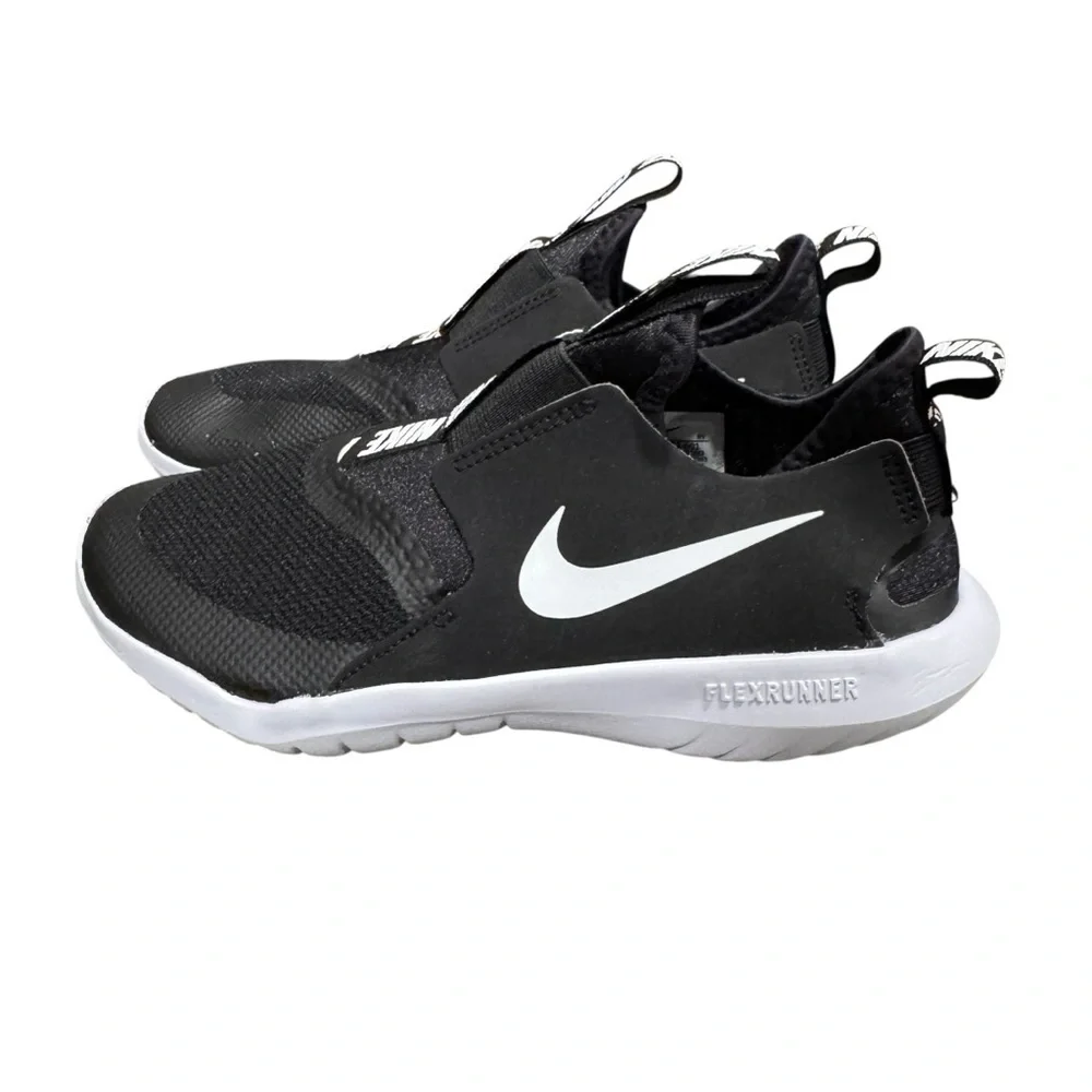 Nike Flex Runner GS Black White Sneakers Shoes 4Y Women's 5.5 to 6